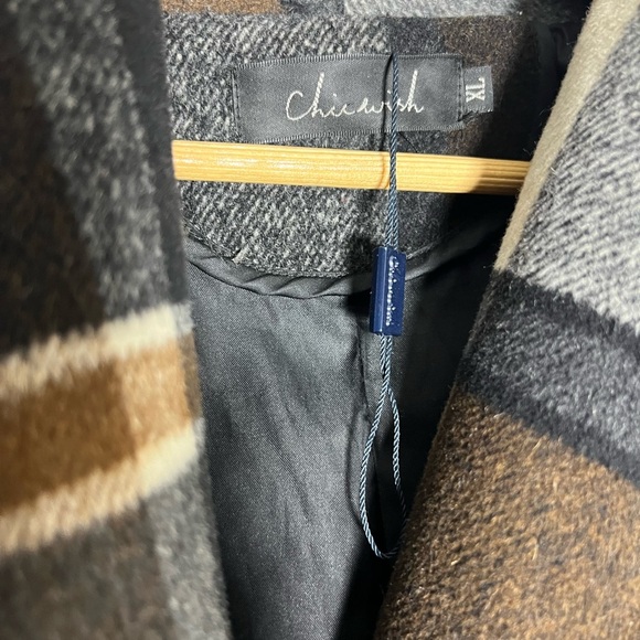 Chicwish Plaid Belted Cape in Black, Brown, and Cream - Picture 5 of 5